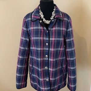 Coach Quilted Plaid Multicolor Navy/Purple Jacket. Small